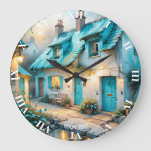Fantasy Schattige Old Blue House Grote Klok
