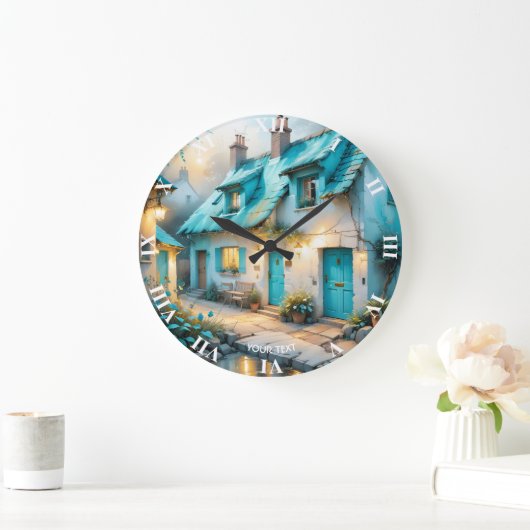 Fantasy Schattige Old Blue House Grote Klok (Huis)