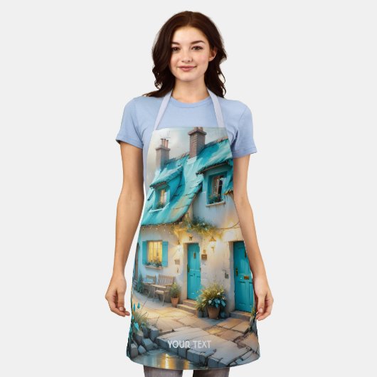 Fantasy Schattige Old Blue House Schort (Gedragen)
