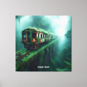 Fantasy Schattige Old Past Train Canvas Afdruk