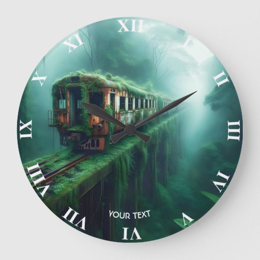 Fantasy Schattige Old Past Train Grote Klok (Voorkant)