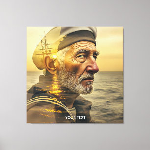 Fantasy Schattige Old Sailor Zee Canvas Afdruk