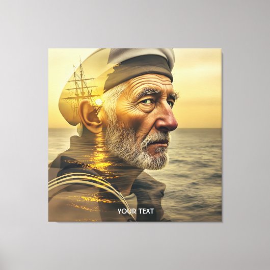 Fantasy Schattige Old Sailor Zee Canvas Afdruk (Voorkant)