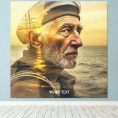 Fantasy Schattige Old Sailor Zee Canvas Afdruk (Insitu (Houten vloer))