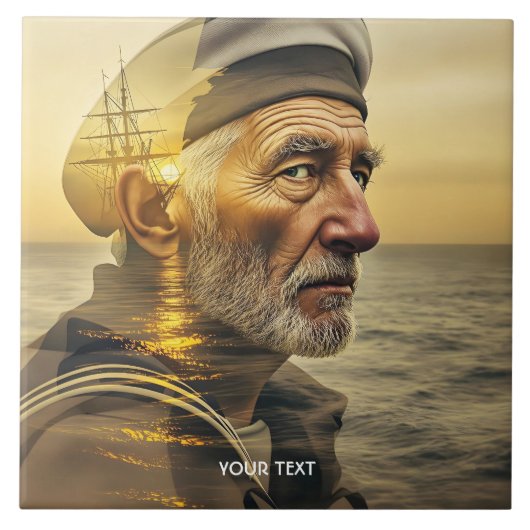 Fantasy Schattige Old Sailor Zee Tegeltje (Voorkant)