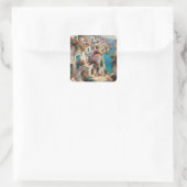 Fantasy Schattige olieverflandschap Vierkante Sticker (Tas)