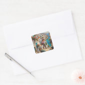 Fantasy Schattige olieverflandschap Vierkante Sticker (Envelop)
