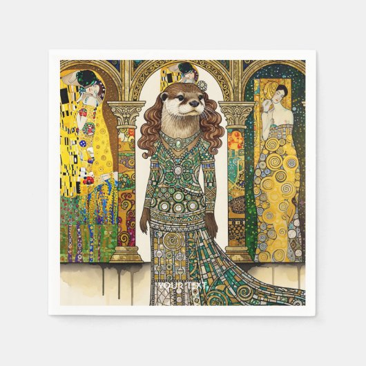 Fantasy Schattige Otter Art Deco Servet (Voorkant)