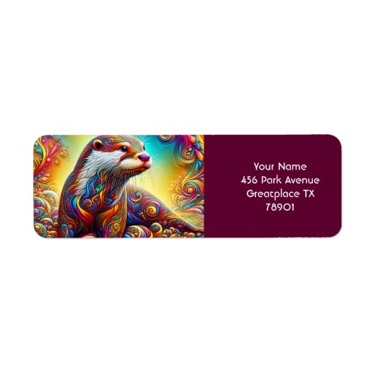 Fantasy Schattige Otter Kleuren Dans Etiket (Voorkant)