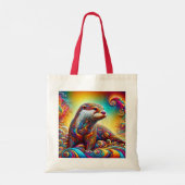 Fantasy Schattige Otter Kleuren Dans Tote Bag (Achterkant)