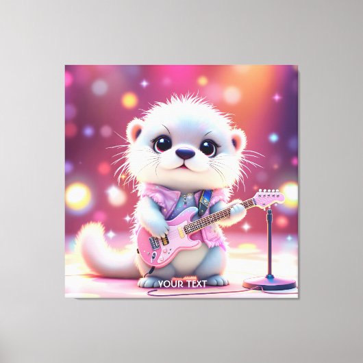 Fantasy Schattige Otter Pop Star Canvas Afdruk (Voorkant)