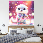 Fantasy Schattige Otter Pop Star Canvas Afdruk (Insitu (Slaapkamer))