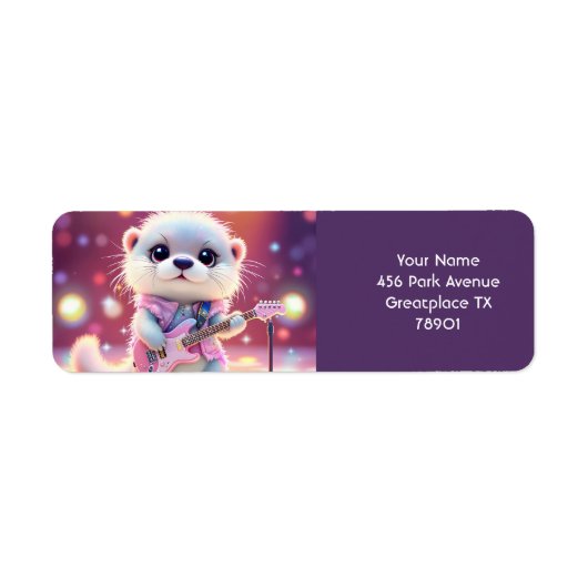 Fantasy Schattige Otter Pop Star Etiket (Voorkant)