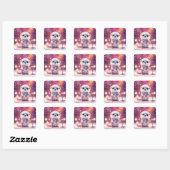 Fantasy Schattige Otter Pop Star Vierkante Sticker (Vel)