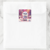 Fantasy Schattige Otter Pop Star Vierkante Sticker (Tas)