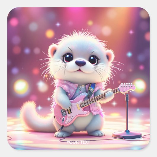 Fantasy Schattige Otter Pop Star Vierkante Sticker (Voorkant)