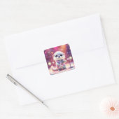 Fantasy Schattige Otter Pop Star Vierkante Sticker (Envelop)
