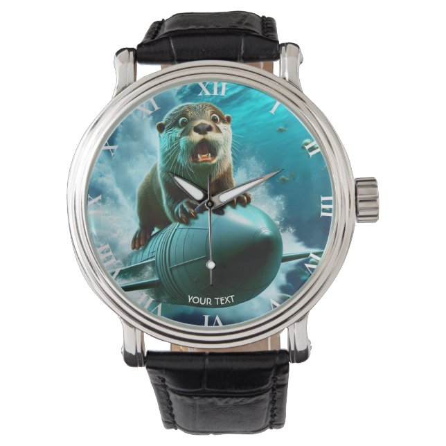 Fantasy Schattige Otter Torpedo Zee Horloge (Voorkant)