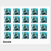 Fantasy Schattige Otter Torpedo Zee Vierkante Sticker (Vel)