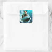 Fantasy Schattige Otter Torpedo Zee Vierkante Sticker (Tas)