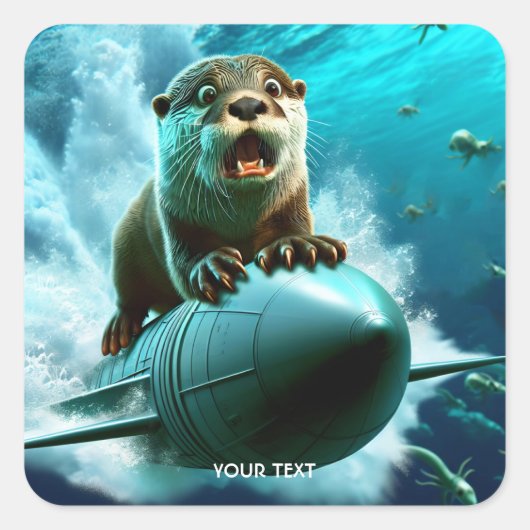 Fantasy Schattige Otter Torpedo Zee Vierkante Sticker (Voorkant)