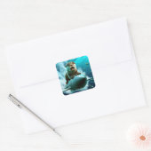Fantasy Schattige Otter Torpedo Zee Vierkante Sticker (Envelop)