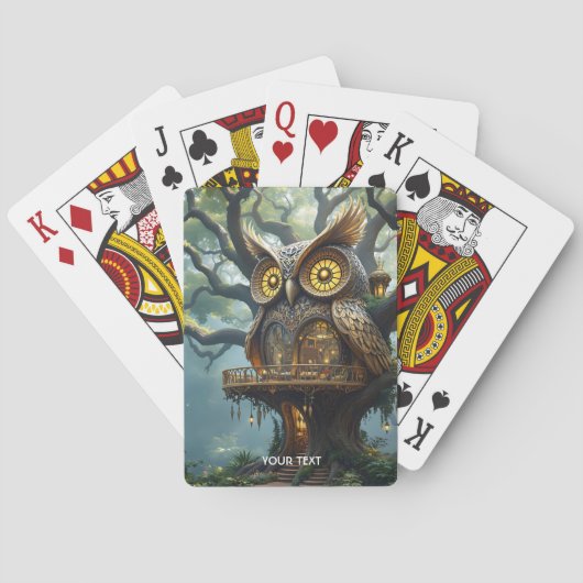 Fantasy Schattige Owl Tree Forest Pokerkaarten (Achterkant)