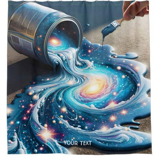 Fantasy Schattige Paint Space Stars Douchegordijn (Voorkant)