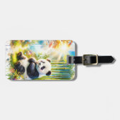 Fantasy Schattige Panda Bamboo Forest Bagagelabel (Voorkant horizontaal)