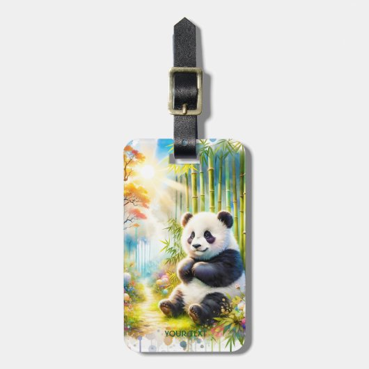 Fantasy Schattige Panda Bamboo Forest Bagagelabel (Voorkant verticaal)