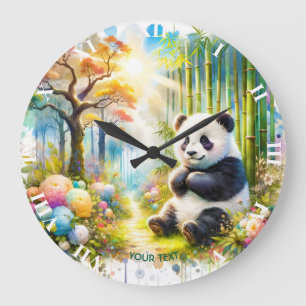 Fantasy Schattige Panda Bamboo Forest Grote Klok