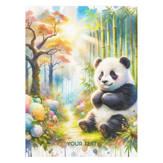 Fantasy Schattige Panda Bamboo Forest Tafelkleed (Voorkant)