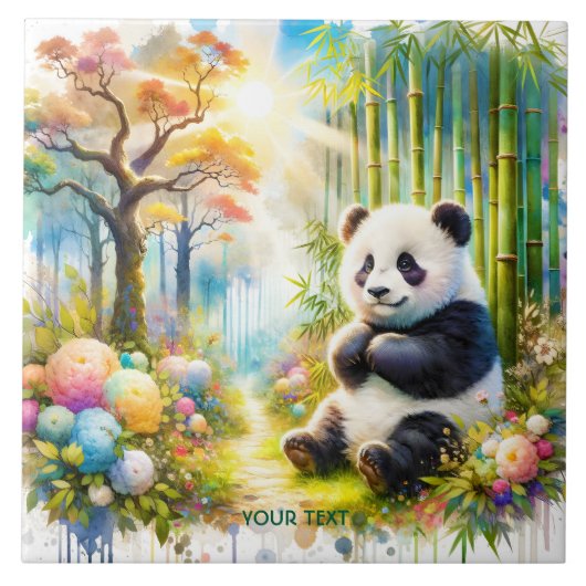 Fantasy Schattige Panda Bamboo Forest Tegeltje (Voorkant)