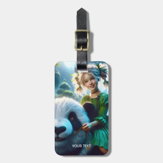 Fantasy Schattige Panda Girl Forest Bagagelabel (Voorkant verticaal)