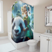 Fantasy Schattige Panda Girl Forest Douchegordijn (In situ)