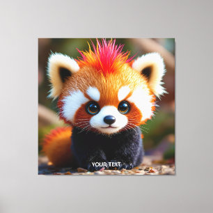 Fantasy Schattige Panda Red Hai Canvas Afdruk