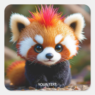 Fantasy Schattige Panda Red Hai Vierkante Sticker