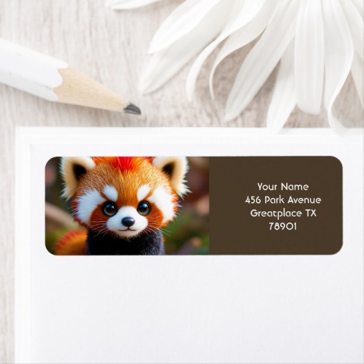 Fantasy Schattige panda rood haar Etiket (Insitu)