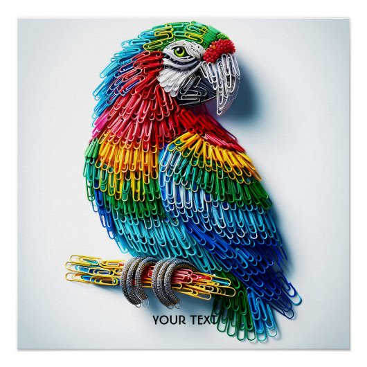 Fantasy Schattige Papier Clips Vogel Perfect Poster (Voorkant)