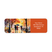 Fantasy Schattige Park Herfst Regen Etiket (Voorkant)