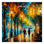 Fantasy Schattige Park Herfstregen Perfect Poster (Voorkant)