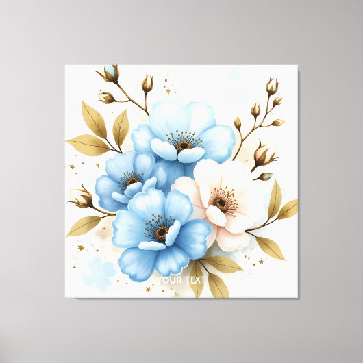 Fantasy Schattige Pastel Waterverf Flowers Canvas Afdruk (Voorkant)