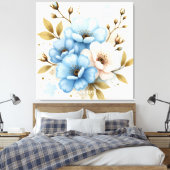 Fantasy Schattige Pastel Waterverf Flowers Canvas Afdruk (Insitu (Slaapkamer))