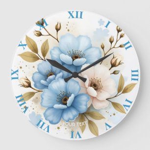 Fantasy Schattige Pastel Waterverf Flowers Grote Klok