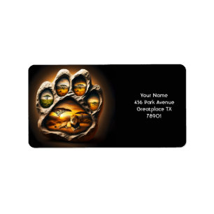 Fantasy Schattige Paw Lion Stone Etiket