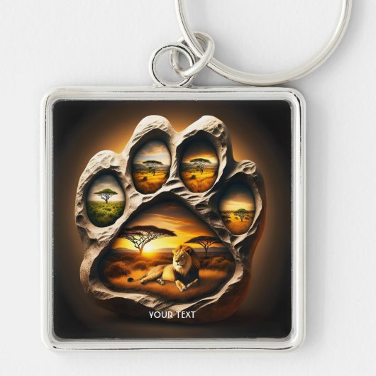 Fantasy Schattige Paw Lion Stone Sleutelhanger (Voorkant)