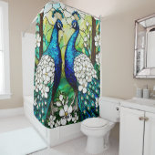 Fantasy Schattige Peacock Glas in lood Douchegordijn (In situ)