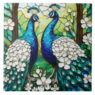 Fantasy Schattige Peacock Glas in lood Tegeltje