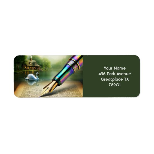 Fantasy Schattige Pen Lake Swan Etiket (Voorkant)