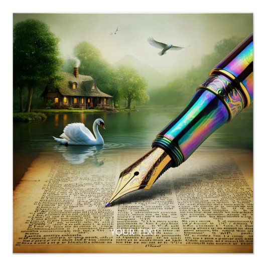 Fantasy Schattige Pen Lake Swan Perfect Poster (Voorkant)